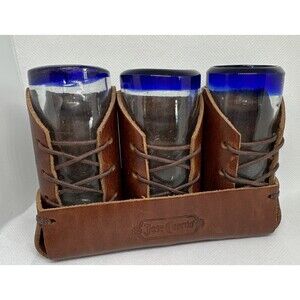 Jose Cuervo Tequila Shot Glasses Leather Wrapped  With Carry Case BARWARE BAR